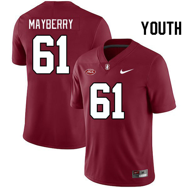 Youth #61 Trevor Mayberry Stanford Cardinal 2024 ACC Conference College Football Jerseys Stitched-Ca